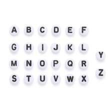 100pcs 4x7mm Round White Base Black Letter Beads A-Z 26 Letter Beads, Suitable For Bracelets, Necklaces, Handmade DIY Jewelry Making Accessories - White - View 3
