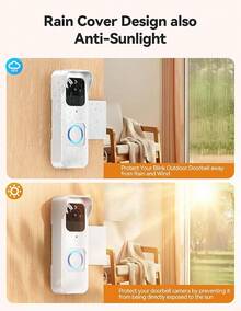 Anti-Theft Blink 1st Gen Doorbell Mount Bracket Wide-Angle(Not For 2025 Newest 2nd Gen Models), Weatherproof With Rain Cover, Renter Friendly,No-Drill Install For Home/Apartment Door, Black - trắng - Xem 6