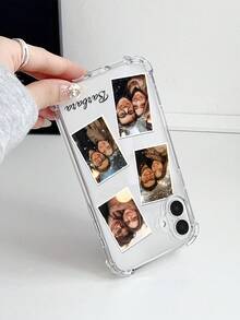 1 pezzo Custodia personalizzata per telefono con foto e nome, cover trasparente minimalista e antiurto compatibile con iPhone11/12/13/14/15/16/16pro/16plus/16promax/17/17air/17pro/17promax, 9A/S24/S25ultra/S25plus/S25edge/A17/A07/A26/A36/S26/S26plus/S26ultra, Moto G85, Hot 50 Pro+, adatta come regalo per amici, custodie per telefono carine, versione internazionale, non la versione domestica - Trasparente - Visualizzare 3