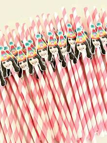 1/12/24/48pcs Customized Face Party Paper Straws, Bachelorette Party Personalized Face Straws, Customizable Age Birthday Party Face Straw Decors, Girlfriend Birthday Party Decor Gifts,Multi-Functional,Durable,Ornamental,Reusable,Exquisite,Stylish,High-Quality,Colorful,Modern,Custom,Personalized,Unique,Ideal Gifts For Him, - 彩色 - 查看 8