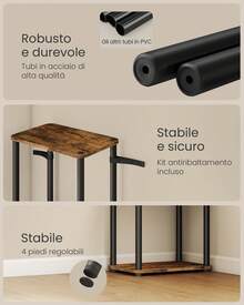 VASAGLE Montaggio Super Veloce Senza Attrezzi, Scaffale Portaoggetti a 6 Ripiani, Autoportante, 23,8 x 38 x 173,4 cm, Soggiorno, Camera da Letto, Cucina, Marrone Vintage e Nero Inchiostro - colore granata - Visualizzare 4