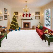 Large Shaggy Area Rug For Living Room & Bedroom – Stain-Resistant Fluffy Carpet With 1.4 In High Pile, Plush Aesthetic Throw Rug, Non-SIip Rubber Backing With 4 Anti-SIip Pads, Durable Edge Stitching – Cozy Minimalist Decor – Great Gift For New Year ! - 白色 - 查看 5