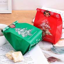 10pcs/25pcs/50pcs Reusable Christmas Plastic Gift Bags - Mixed Colors With Snowflake & Christmas Tree Patterns, Holiday Party Decorations, Christmas Gift Wrapping Supplies, Festive Themed Design, Christmas Decor, Christmas Gifts Packaging, New Year Decorations (Stickers Not Included) - Multicolor - View 6