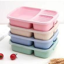 Hộp cơm bento 3 ngăn chống rò rỉ, hộp đựng thức ăn nóng cách nhiệt, thích hợp cho trường học, văn phòng, du lịch và dã ngoại. - Nhiều màu - Xem 2
