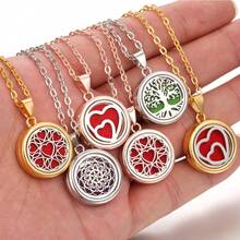 1pc Tree Of Life Aromatherapy Necklace With 10pcs Pads Perfume Essential Oil Diffuser Necklaces Alloy Stainless Steel Open Locket Pendant Diffuser Necklace Aroma Jewelry DIY Accessories - Multicolor - View 8