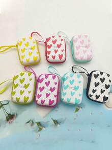 1 pieza Bolsa con forma de corazón impresa en EVA para cable de datos, cargador, monedas, artículos pequeños