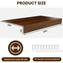 GCCSJ Faux Wood Shelf Cover,Shelf Covers For Wire Shelving,5-Piece Foam PVC Shelf Cover Set - 22" X 12" X 3" Faux Wood Grain Waterproof Padding With Corner Guards | Removable And Easy To Clean For Metal Shelves, Closet Organizers, Laundry Rooms, Oak/Walnut - 核桃 - 查看 3