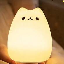 Luz nocturna de gato, lámpara nocturna linda, luces táctiles de gato de silicona esponjosa y portátil, regalo para cumpleaños y Navidad - gato - Ver 9
