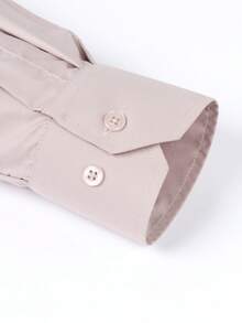 Rand paul Men's Slim Fit Long Sleeve Casual Elegant Microelastic Dress Shirt - 米色 - 查看 3