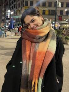 1pc Women Colorful Plaid Scarf, Warm Neck Warmer, Suitable For Daily Life, Work, Shopping, Autumn/Winter For Dress - Multicolor - View 1