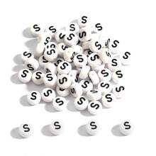 100pcs/Lot A-Z Alphabet Beads Flat Round Letter Acrylic Beads For Jewelry Making Loose Spacer Beads DIY Bracelet Handmade