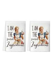 1/6 piezas Paños de cocina divertidos de 40x60cm con frases hilarantes - Paños de té absorbentes de poliéster, diseño de dibujos animados retro, lavables a máquina - Regalos de inauguración de la casa para mujeres, anfitrionas, mamá