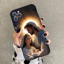 Funda de Teléfono de la Virgen María y Jesús compatible con  15,14,13,12,11,Plus,Pro Max,XS,X,XR,SE,Mini,8,7, funda de silicona suave negra, funda compatible con  17, funda de  17 Pro, funda de  17 Pro Max - z1 - Ver 7