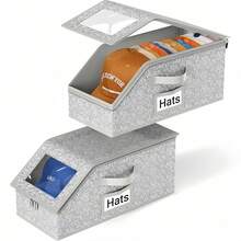 1 Piece Of Super Large Capacity Baseball Cap Storage Rack - A Large Capacity Stackable Cap Storage Container With A Transparent Window Foldable Cap Box Storage Rack, Which Can Accommodate 12-24 Hats, Suitable For Wardrobe Or Travel Wardrobe, Closet, Hat Storage - Dustproof Foldable Zipper Storage Box, Storing Baseball Caps, Hats, Clothes, Dolls, Etc - Multicolor - View 2