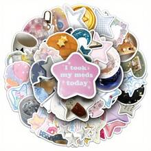 50 Cute And Creative Korean Star Series Graffiti Stickers - Waterproof PVC Stickers, Suitable For Suitcases, Phone Cases, Laptops, Helmets And Skateboards - Vivid Star And Moon Designs, With Inspiring Quotes, DIY Decorative Stickers, Cute Stickers, Laptop Decorations, Joke Designs, Durable Stickers, Korean Stickers, Travel Stickers, Geometric Decorative Stickers Cute Blue Stickers, Stickers, Scrapbook Supplies, Diary Stickers, Diary Supplies, Diary Stickers - 1 - Xem 7