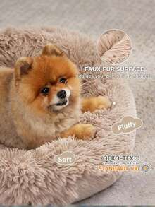 1pc Plush (Non-Removable) Round Warm Thick Pet Bed/Mat Suitable For Medium/Small Cats & Dogs, Indoor Use, Soft & Warm Cat/Dog Bed