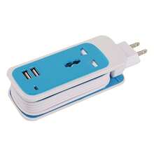 Regleta de alimentación de 1,5 m, adaptador de extensión de enchufe para UE, EE. UU., Reino Unido, Cable portátil USB, cargador de teléfono inteligente, tabletas, concentrador de escritorio - Azul - Ver 1