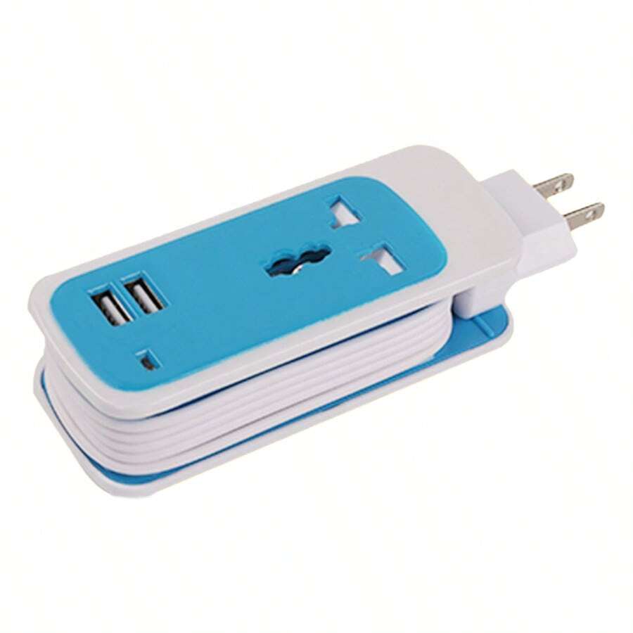 Regleta de alimentación de 1,5 m, adaptador de extensión de enchufe para UE, EE. UU., Reino Unido, Cable portátil USB, cargador de teléfono inteligente, tabletas, concentrador de escritorio - Azul - Ver 1