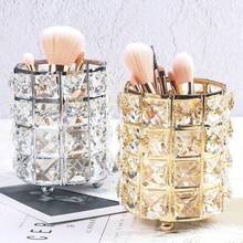 Metal Makeup Brush Storage Tube Eyebrow Pencil Makeup Organizer Bead Crystal Jewelry Storage Box - Multicolor - View 2