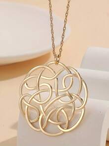 1 pièce Collier pendentif floral creux asymétrique en métal polyvalent haut de gamme minimaliste, convient pour le port quotidien et les vacances des femmes - sautoir - Voir 4