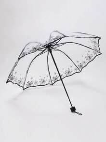 1/6pcs Elegant Transparent Bridal Wedding Umbrella - Waterproof Bride Shower Gift And Bachelorette Party Photo Prop, Suitable For Outdoor Ceremony, Rainy Day Backup Umbrella And Bridesmaid Gift - Vintage Style Parasol