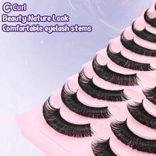 10 pares de pestañas postizas artificiales de 20 mm, estilo ojo de gato grueso y esponjoso, pestañas postizas en tiras de volumen ruso, pestañas postizas rizadas y difuminadas en D, extensiones de pestañas de aspecto natural