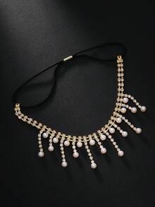 1pc Adjustable Pearl Tassel Leg Chain, Fashionable Sexy Multi-Row Crystal Body Jewelry Accessory For Women - Multicolor - View 12