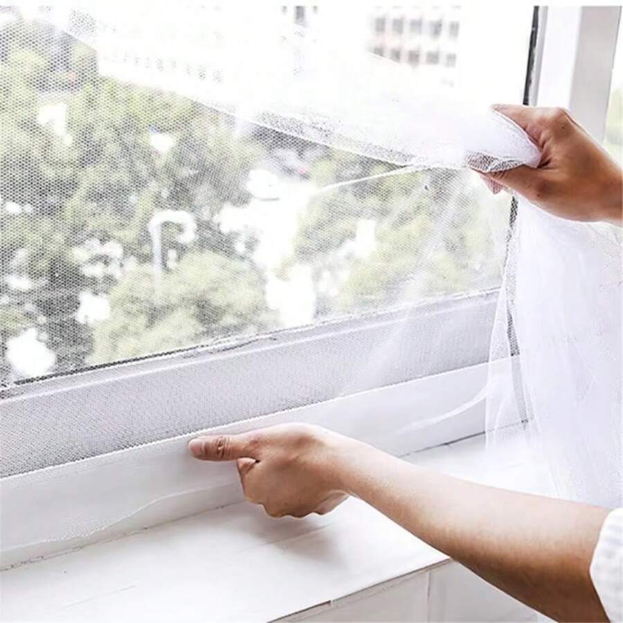 Red de mosquitero autoadhesiva DIY para ventana, cortina de malla anti moscas e insectos con ganchos y cinta adhesiva, fácil de instalar, protector de pantalla, red de para control de plagas en el hogar, decoración del hogar para múltiples ventanas