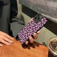 1pc Novelty Pink Glossy Leopard Print Angel Eye Soft TPU Phone Case, Compatible With Apple 16 15 14 13 12 11 XS XR X 8 7 Plus Pro Max Mini Series, Holiday Gift, Birthday, Girlfriend, Boyfriend, Friend Or Yourself - Black - View 4
