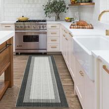 Washable Indoor Modern Bordered Accent Rug Soft Gradient Carpet Faux Wool Print Rug Stain Resistant Indoor Carpet With Non-Slip Backing Non-Shedding Low Pile Floor Cover For Laundry Kitchen Entryway - 黑灰色 - 查看 4