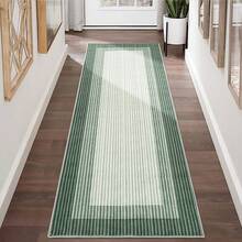 Washable Indoor Modern Bordered Accent Rug Soft Gradient Carpet Faux Wool Print Rug Stain Resistant Indoor Carpet With Non-Slip Backing Non-Shedding Low Pile Floor Cover For Laundry Kitchen Entryway - Green - View 5