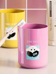 1/2pcs Wall-Mounted Toothbrush Holder, Upside-Down Rinse Cup With Magnetic Suction, Cute Cartoon Mouthwash Cup Holder Wall Mounted Toothbrush Storage Rack Space-Saving Bathroom Toiletry Organizer For Toothpaste And Brushes - Multicolor - View 9