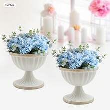 10 Pcs Gold Flower Arrangement Pots, 3.7 Inch Small Metal Vase For Centerpiece Table Decor, Fluted Metal Vase Set Of 10,Ready-To-Use Centerpiece Decor For Wedding & Party,Wedding/Party/Home Decor, Bright Golden & White Gold - 白金 - 查看 5
