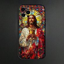 Funda de Teléfono de Cristal de Iglesia Clásica de Jesús Cristo compatible con  16,15,14,13,12,11 Plus, Pro Max, funda de silicona suave negra, funda compatible con  17, funda de  17 Pro, funda de  17 Pro Max - z4 - Ver 11