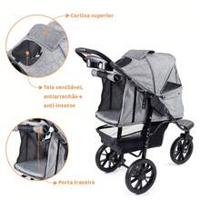 Mighor Carrinho de passeio para Pet, animal de estimação, cachorro, cão, gato de grande porte até 25 Kg - Cinza - Visão 6