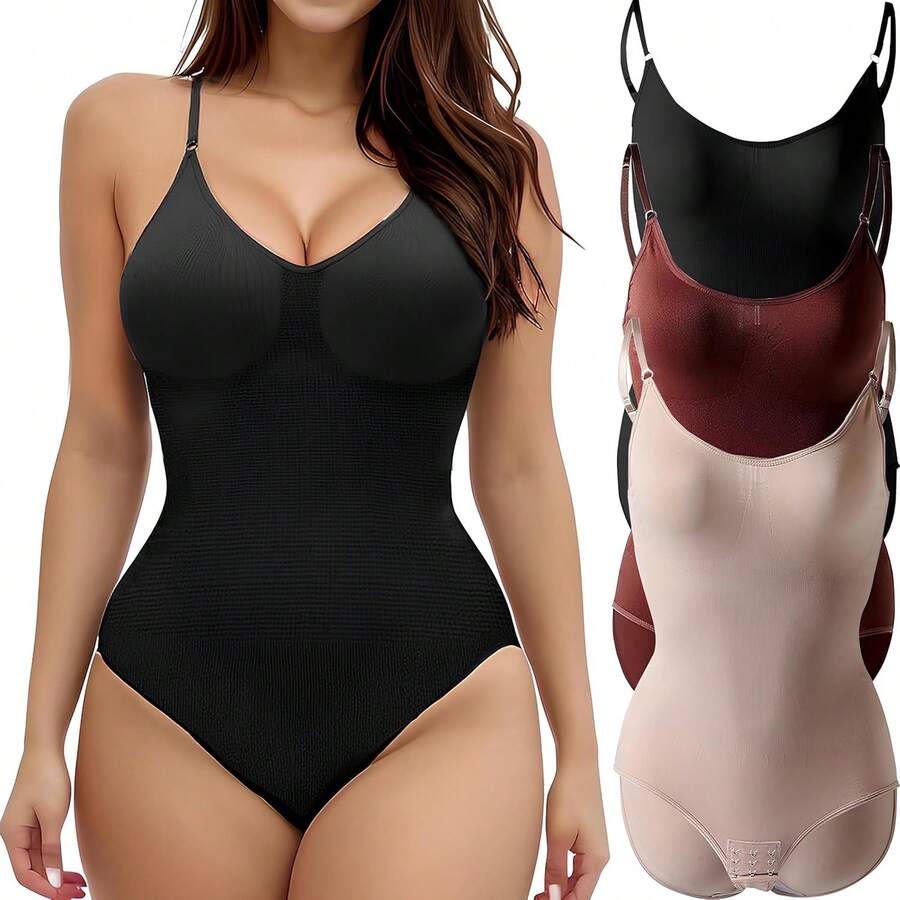 3 PCS Body Moldeadora de Mujer,Shapewear Body para Mujer con Control de Abdomen,Can Efecto de tensar el Abdomen y Levantar los glúteos,Perfecto para recuperación posparto y Modelado Corporal - Extra Grande - Ver 1