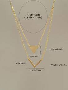 1 colar de aço inoxidável em formato de V de camada dupla elegante e luxuoso