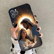 Funda de Teléfono de la Virgen María y Jesús compatible con  15,14,13,12,11,Plus,Pro Max,XS,X,XR,SE,Mini,8,7, funda de silicona suave negra, funda compatible con  17, funda de  17 Pro, funda de  17 Pro Max - z1 - Ver 11