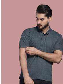 Men's Plain Polo Shirt - 深灰色 - 查看 5