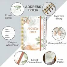 Address Book With Alphabetical Tabs Small Address Book Spiral With Address Contacts Special Date Phone Birthday And Internet Login Password For Home And Office 4.3" X 6.2" Rose Leaf - RoseLeaf - View 2