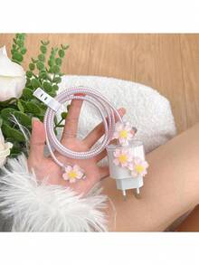 5个装樱花图案充电保护器 数据线保护器 欧版 20W 兼容 11 12 13 14 15 16 17 Pro Max - 彩色 - 查看 4