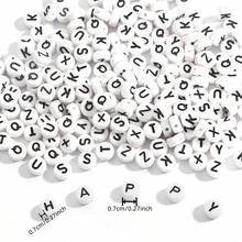 100pcs/Lot A-Z Alphabet Beads Flat Round Letter Acrylic Beads For Jewelry Making Loose Spacer Beads DIY Bracelet Handmade