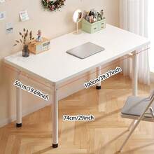 Office Desk, Space-Saving Folding Computer Writing Desk For Home Use, Computer Study Desk That Requires No Assembly. - White - View 7