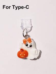 1/6pcs Cartoon Halloween Themed Anti-Dust Plugs, Creative Cute Fashion Personalized, Resin Accessories, Phone Tablet Earphone Kindle Charging Port Interface Silicone Transparent Anti-Dust Plug Decoration Pendant Ornament, Gifts For Friends Couples Best Friends, Waterproof Anti-Moisture Anti-Dirt Compatible With IPhone Lightning/Type-C Ports, Protect Charging Port Firmly