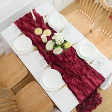 6/12Pack Burgundy Cheesecloth Table Runner 17x108Inch Spring Easter Cheese Cloth Table Runner 9FT Boho Gauze Table Runners Rustic Sheer Table Runners For Wedding Bridal Party Decor - 酒紅色 - 查看 4