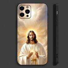 Funda de Teléfono con Diseño de Dios Jesús Rezo Compatible con Apple  15,14,13,12,11,Pro,X,XS,Max,XR,Plus,Mini Funda Negra Suave, Compatible con Funda  17, Funda  17 Pro, Funda  17 Pro Max - z6 - Ver 12
