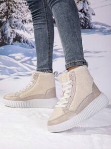 Women's High-Top Lace-Up Casual Sports Shoes - Thermal Lined - Warm & Comfortable - Suitable For Winter Wear