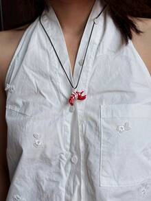 1pc Handmade Blown Glass Octopus & Lobster Pendant Necklace, Animal Pendant Necklace With Chain, Artisanal Vacation Style Glass Pendant Necklace, Daily Wear & Gift