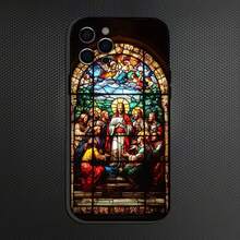 Funda de Teléfono de Cristal de Iglesia Clásica de Jesús Cristo compatible con  16,15,14,13,12,11 Plus, Pro Max, funda de silicona suave negra, funda compatible con  17, funda de  17 Pro, funda de  17 Pro Max - z4 - Ver 8