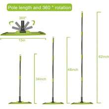 Microfiber Mop With 5 Dust Papers + 2 Washable Pads ,Wet & Dry & Dust Multi-Surface Floor Cleaning, Adjustable Stainless Steel Handle For Hardwood Cleaning, Tile, Vinyl & Walls - 綠色 - 查看 2